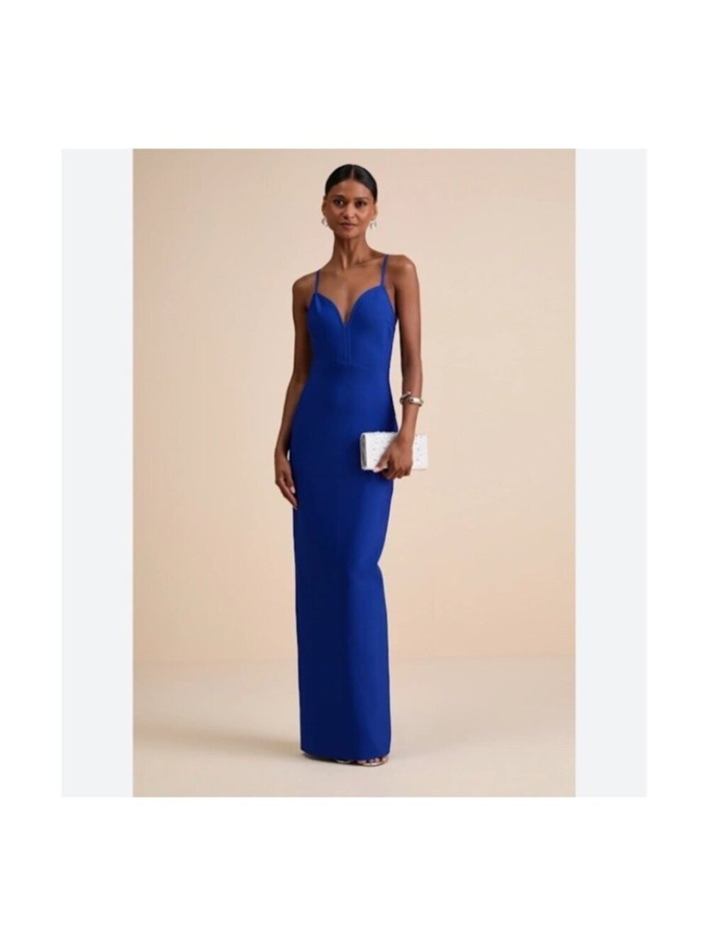 Lulus Cobalt Blue Bandage Knit Maxi Dress XS Sleeveless Formal Gown NWT